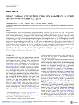 Growth Response of Great Basin Limber Pine Populations to Climate Variability Over the Past 4002 Years