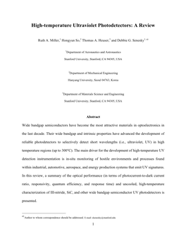 High-Temperature Ultraviolet Photodetectors: a Review