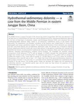 Hydrothermal-Sedimentary Dolomite