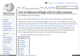 List of Unlicensed High School Radio Stations