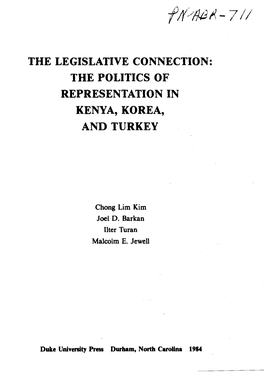 The Legislative Connection: the Politics of Representation in Kenya, Korea, and Turkey