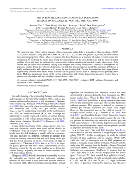 THE INTERSTELLAR MEDIUM and STAR FORMATION in EDGE-ON GALAXIES. II. NGC 4157, 4565, and 5907 Kijeong Yim1,2, Tony Wong1, Rui Xue1, Richard J