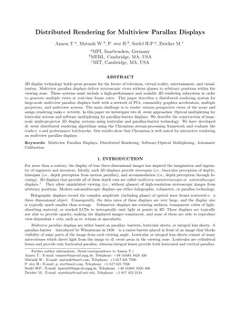 Distributed Rendering for Multiview Parallax Displays