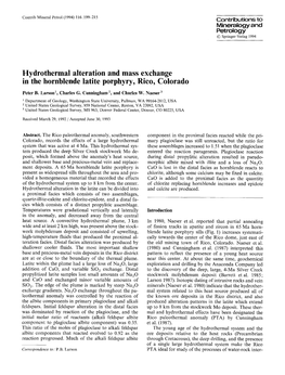 Hydrothermal Alteration and Mass Exchange in the Hornblende Latite Porphyry, Rico, Colorado