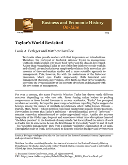 Taylor's World Revisited