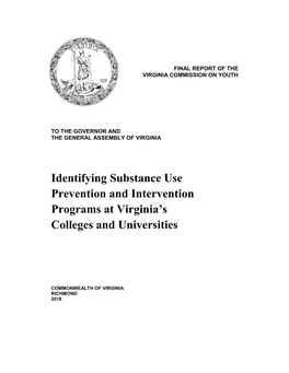 Identifying Substance Use Prevention and Intervention Programs at Virginia’S