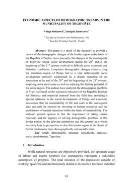 Economic Aspects of Demographic Trends in the Municipality of Trgovište