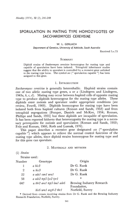 SPORULATION in MATING TYPE HOMOZYGOTES of Diploids Enter