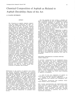 Chemical Composition of Asphalt As Related to Asphalt Durability: State of the Art