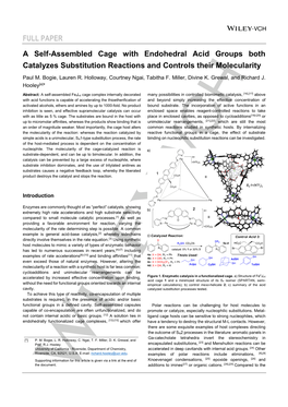 FULL PAPER a Self-Assembled Cage with Endohedral Acid Groups Both