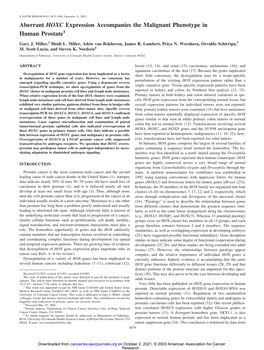 Aberrant HOXC Expression Accompanies the Malignant Phenotype in Human Prostate1