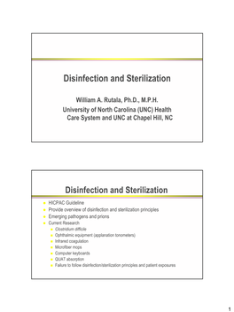 Disinfection and Sterilization