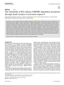 The Metabolite Î±-KG Induces GSDMC-Dependent Pyroptosis Through Death Receptor 6-Activated Caspase-8