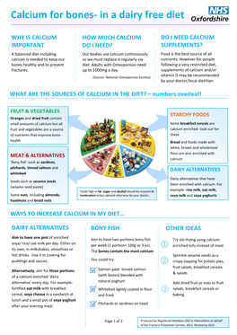 Calcium for Bones- in a Dairy Free Diet