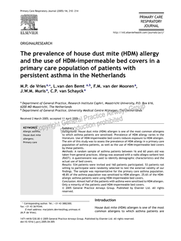 The Prevalence of House Dust Mite