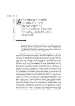 Activists in the Trap of Anti-Politics: An
