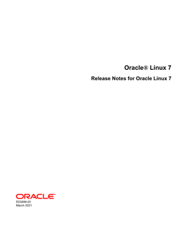 Oracle® Linux 7 Release Notes for Oracle Linux 7
