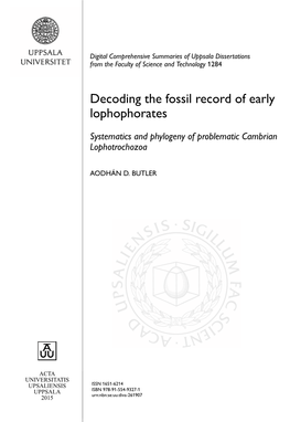 Decoding the Fossil Record of Early Lophophorates
