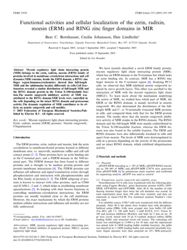 (ERM) and RING Zinc ¢Nger Domains in MIR