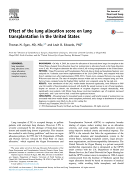 Effect of the Lung Allocation Score on Lung Transplantation in the United States