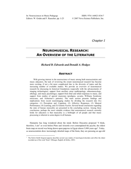 Neuromusical Research: an Overview of the Literature