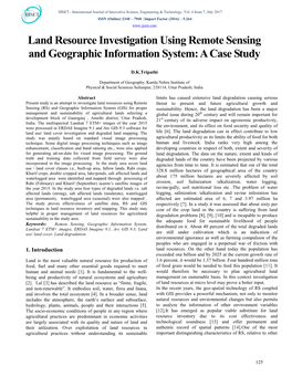 Land Resource Investigation Using Remote Sensing and Geographic Information System: a Case Study