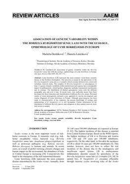 REVIEW ARTICLES AAEM Ann Agric Environ Med 2005, 12, 165–172