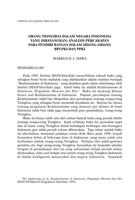 ORANG TIONGHOA DALAM NEGARA INDONESIA YANG DIBAYANGKAN: Analisis Percakapan Para Pendiri Bangsa Dalam Sidang-Sidang BPUPKI Dan PPKI