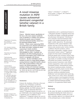 A Novel Missense Mutation in HSF4 Causes Autosomal-Dominant