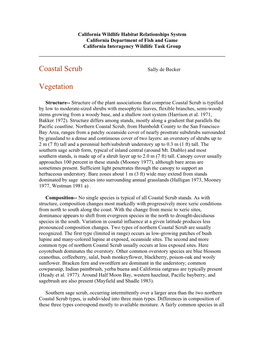 Habitat Description--Coastal Scrub (CSC)