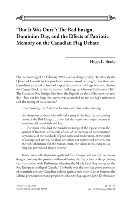 The Red Ensign, Dominion Day, and the Effects of Patriotic Memory on the Canadian Flag Debate