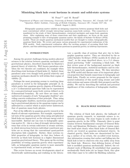 Mimicking Black Hole Event Horizons in Atomic and Solid-State Systems