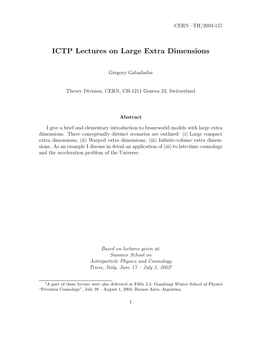 ICTP Lectures on Large Extra Dimensions