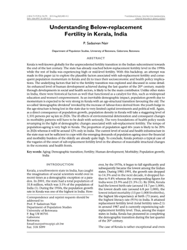 Understanding Below-Replacement Fertility in Kerala, India