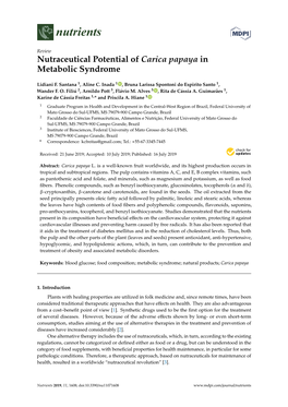 Nutraceutical Potential of Carica Papaya in Metabolic Syndrome