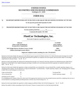 Fleetcor Technologies, Inc. (Exact Name of Registrant As Specified in Its Charter) ______