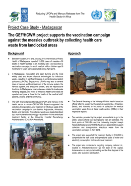 Madagascar Measles Outbreak Vaccination Waste Management