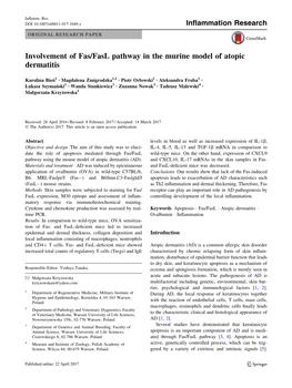 Involvement of Fas/Fasl Pathway in the Murine Model of Atopic Dermatitis