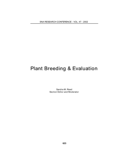 Plant Breeding & Evaluation