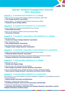Sparqs' Student Engagement Awards