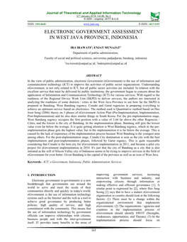 Electronic Government Assessment in West Java Province, Indonesia