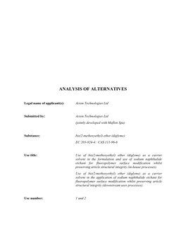 Analysis of Alternatives