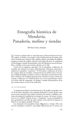 Etnografía Histórica De Mendavia. Panadería, Molino Y Tiendas