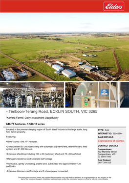 Timboon-Terang Road, ECKLIN SOUTH, VIC 3265