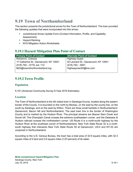 Town of Northumberland This Section Presents the Jurisdictional Annex for the Town of Northumberland