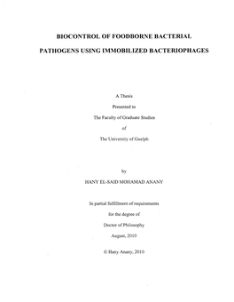 Biocontrol of Foodborne Bacterial Pathogens Using