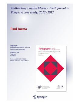 Re-Thinking English Literacy Development in Tonga: a Case Study, 2012–2017