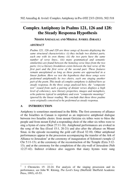 Complex Antiphony in Psalms 121, 126 and 128: the Steady Responsa Hypothesis