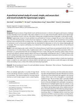 A Preclinical Animal Study of a Novel, Simple, and Secure Duct and Vessel Occluder for Laparoscopic Surgery