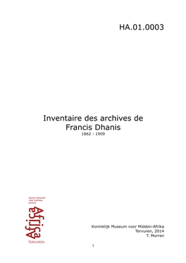 HA.01.0003 Inventaire Des Archives De Francis Dhanis